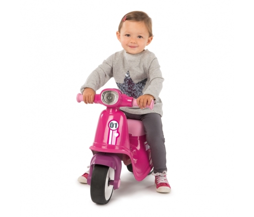 SMOBY Różowy jeździk skuter Ciche koła Pink Scooter