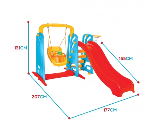 WOOPIE Plac Zabaw 3w1 Zjeżdżalnia 155 cm Huśtawka Koszykówka