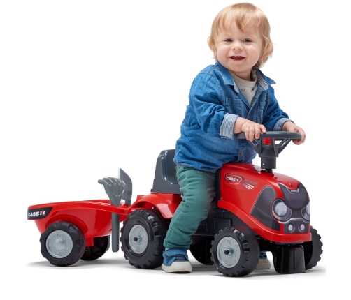 FALK Jeździk Traktorek Baby Case IH Ride-On Czerwony z Przyczepką + akc. od 12 miesięcy