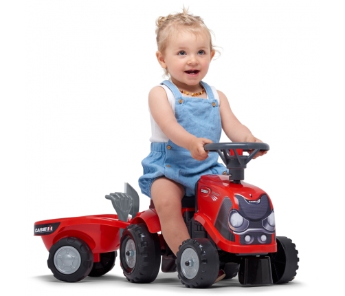 FALK Jeździk Traktorek Baby Case IH Ride-On Czerwony z Przyczepką + akc. od 12 miesięcy