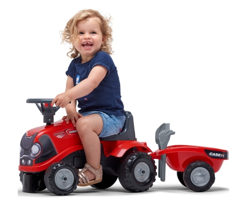 FALK Jeździk Traktorek Baby Case IH Ride-On Czerwony z Przyczepką + akc. od 12 miesięcy