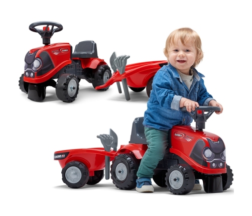 FALK Jeździk Traktorek Baby Case IH Ride-On Czerwony z Przyczepką + akc. od 12 miesięcy