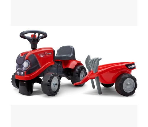 FALK Jeździk Traktorek Baby Case IH Ride-On Czerwony z Przyczepką + akc. od 12 miesięcy