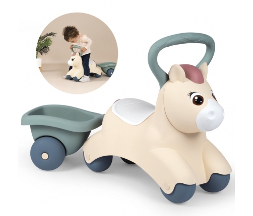 SMOBY Little Pierwszy Jeżdzik Pony Ride-On Kucyk z Przyczepką