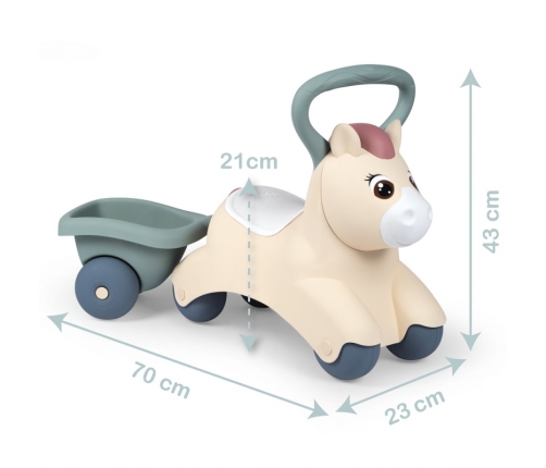 SMOBY Little Pierwszy Jeżdzik Pony Ride-On Kucyk z Przyczepką