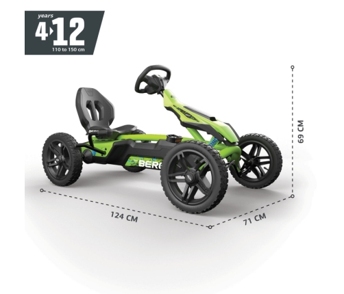 BERG Kartings ar pedāļiem RALLY DRT GREEN BFR 4-12 gadiem līdz 60 kg