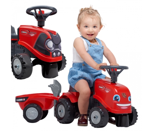 FALK Jeździk Traktorek Baby Case IH Ride-On Czerwony z Przyczepką + akc. od 12 miesięcy