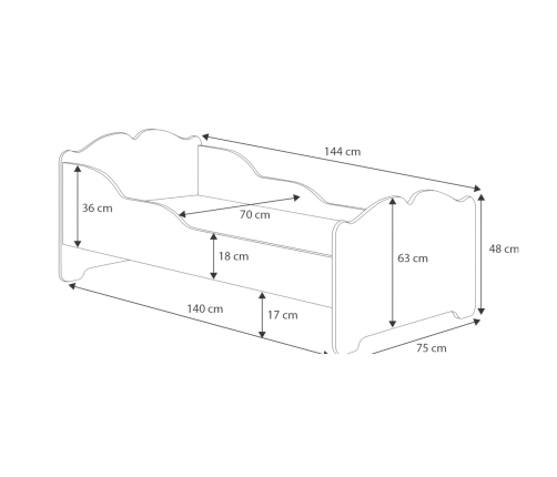 Child's bed ANNA with mattress 140x70 Girl with wings