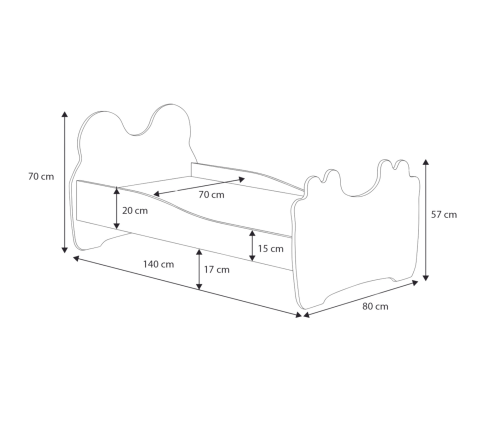 Panda children's bed 140x70 with drawer