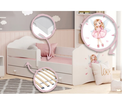 FALA children's bed 160x80 drawer - Girl with wings