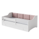 Single bed Erik 160x80 white - panel pink