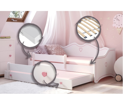 Детская двойная кровать Emma II 160x80 pink
