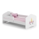 Wave single bed 140x70 with railing - Unicorn horn