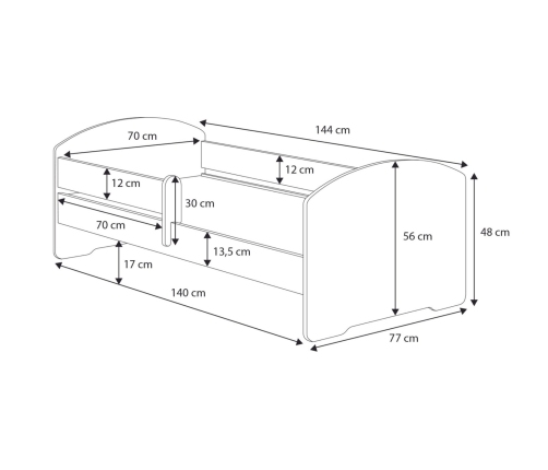 Детская кровать LUK 140x70 с бортиком Unicorn horn