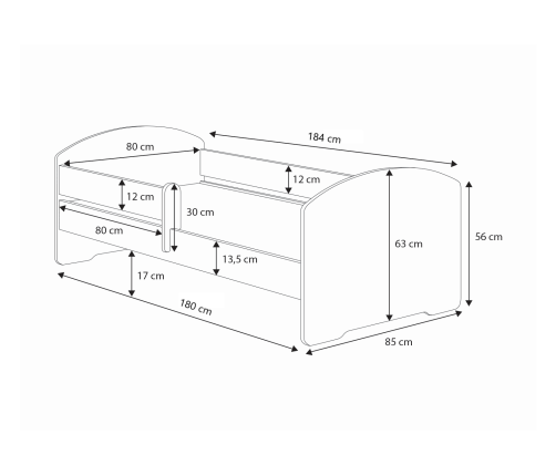 Single bed Luk 180x80 with drawer