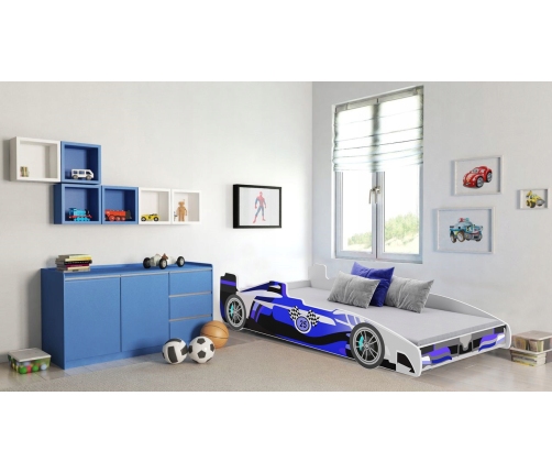 Детская кровать Batcar 160x80 с матрасом FORMULA Blue