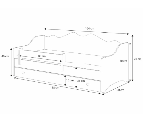 Emma children's bed 160x80 grey