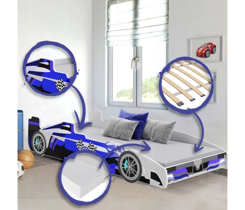 Детская кровать Batcar 160x80 с матрасом FORMULA Blue