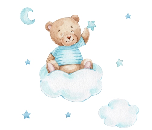 Bērnu gulta LUK ar atvilktni 160x80 Blue Teddy Bear