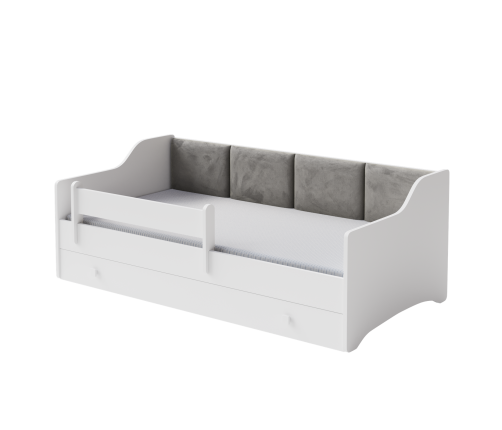 Single bed Erik 160x80 white - panel grey