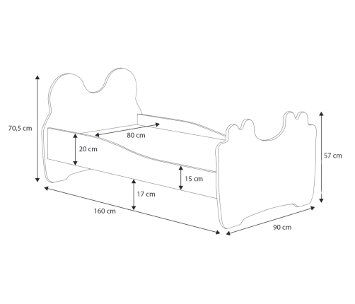 Panda children's bed 160x80 with drawer