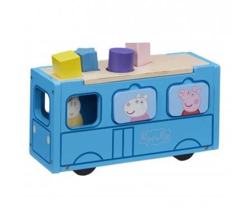 Attīstošā rotaļlieta-sortieris Pepas sivēna skolas Autobus Peppa Pig Wooden School Bus