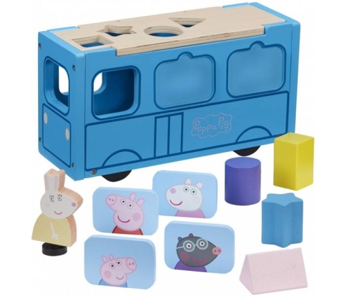 Attīstošā rotaļlieta-sortieris Pepas sivēna skolas Autobus Peppa Pig Wooden School Bus