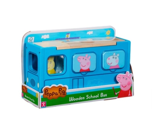 Attīstošā rotaļlieta-sortieris Pepas sivēna skolas Autobus Peppa Pig Wooden School Bus