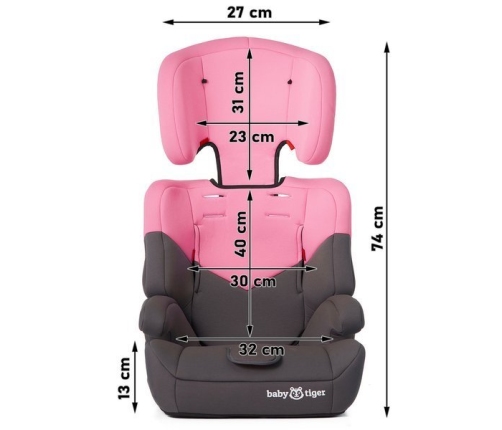 Baby Tiger Mali Grey pink Bērnu Autokrēsls 9-36 kg