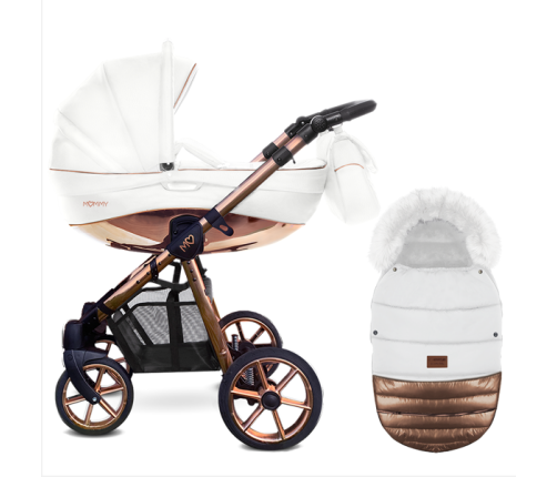 Babyactive Glossy White Rose Gold DS_06 Bērnu ratu guļammaiss Soma