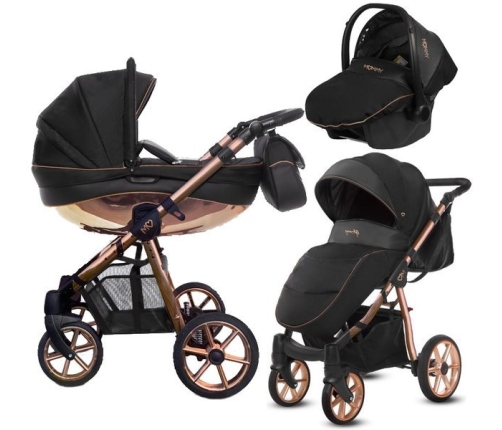 Babyactive Mommy Glossy Black/Rose Gold Bērnu Ratiņi 3in1