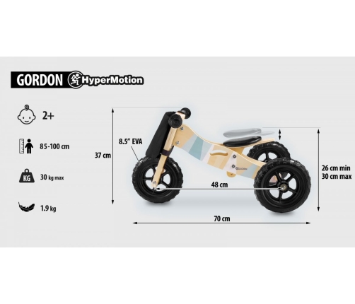 Беговел трехколесный 2в1 HyperMotion Gordon