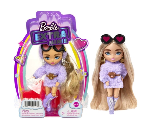 Barbie Extra Mini Doll lelle Blonde Pigtails Purple Hoodie HGP66