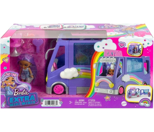 Barbie Extra Mini Mini Doll + Tour Bus HKF84 Autobus + mini lelle