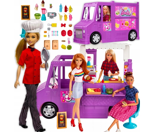 Barbie Food Truck Playset Автобус трансформер для барби Кафе на колесах GMW07