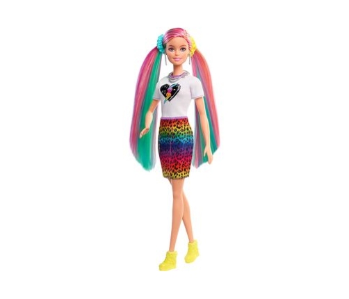 Barbie Rainbow Cheetah Hair Feature Doll кукла GRN81