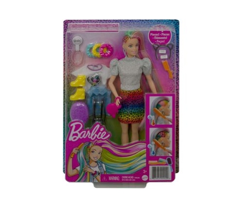 Barbie Rainbow Cheetah Hair Feature Doll кукла GRN81