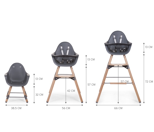 Стульчик для кормления 2в1 CHILDHOME Evolu 2 Chair Natural anthracite