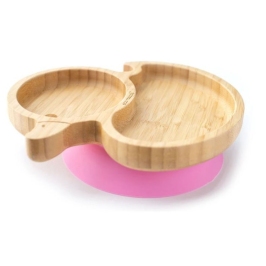 Bērnu Bambusa šķīvis ar piesūcekni Eco Rascals Duck pink