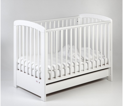 Детская кроватка с ящиком и опускающейся боковиной TROLL Nina Lux White COT-NN0027