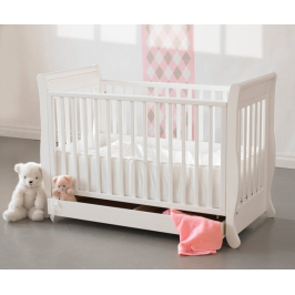Bērnu gulta ar kasti un nolaižamu sānu TROLL Romantica White COT-RM0127