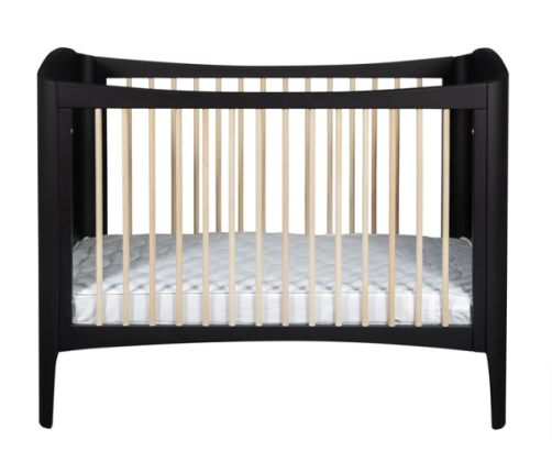 Детская кроватка со снимающийся боковиной TROLL COT WAVE Satin Black/wax