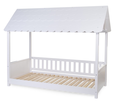 Bērnu gulta Māja ar jumtu 200x90 сm Childhome Rooftop bed frame house White