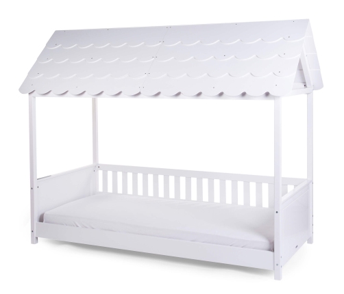 Bērnu gulta Māja ar jumtu 200x90 сm Childhome Rooftop bed frame house White