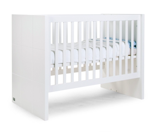 Bērnu gulta-transformeris CHILDHOME Quadro White Cot + Slats + Rails