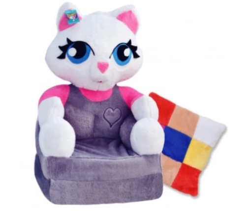 Детское раскладное плюшевое кресло - кровать Котик