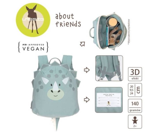 Детский рюкзак LASSIG About Friends Mini Dinozaur light blue