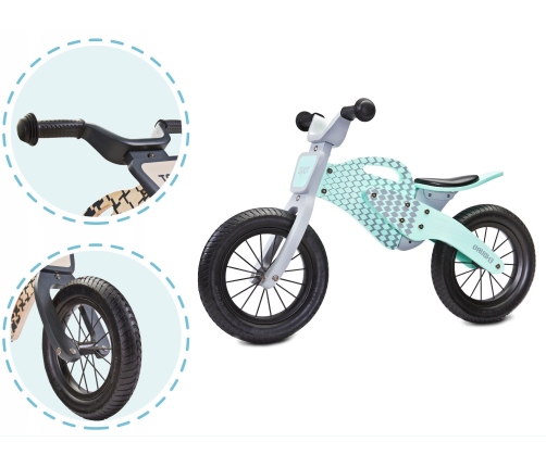 Беговел Велосипед с деревянной рамой Caretero Toyz Enduro Mint