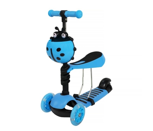 Skrejritenis Bērniem ar rokturi Scooter Blue LED 5in1