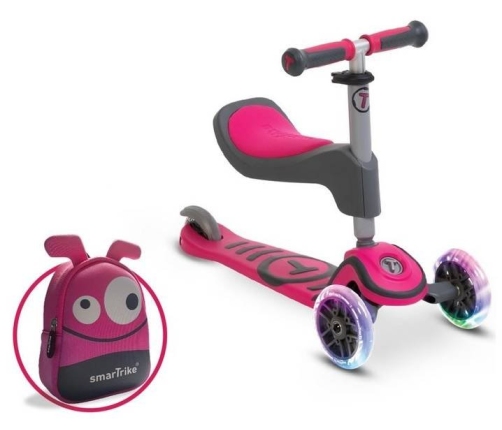 Skrejritenis Bērniem Smart Trike Scooter T1 LED + Soma Pink